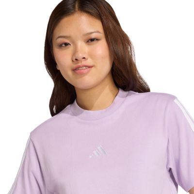 12. adidas Essentials 3-Stripes Cotton Women's T-Shirt Light Purple JV7362