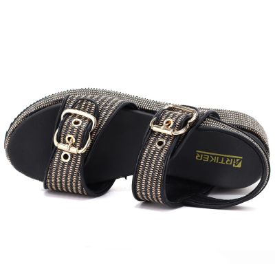 Women's black and gold platform sandals Artiker 58C1741
