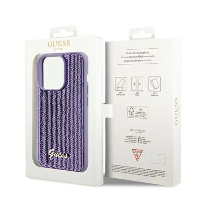 8. Guess Sequin Script Metal case for iPhone 14 Pro Max - purple