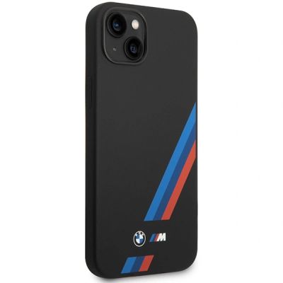 4. BMW Silicone Slanted Stripes Case for iPhone 14 Plus / 15 Plus - Black