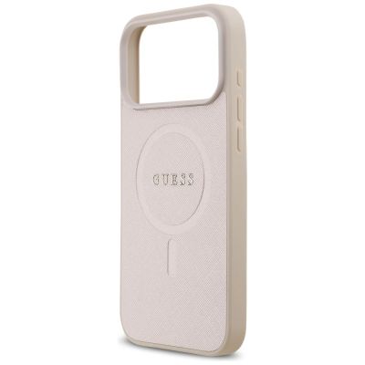 6. Guess Saffiano Classic Logo MagSafe Case for iPhone 18 Pro Max / iPhone 17 Pro Max - Pink