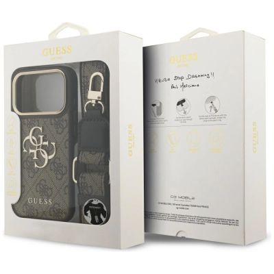 9. Guess 4G Big 4G Classic Logo Big Strap Metal Buttons Case for iPhone 17 Pro - Brown