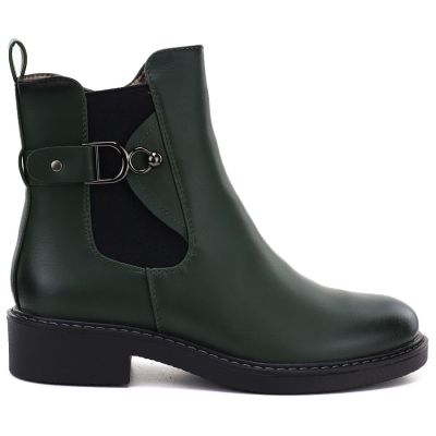 2. Women's ankle boots, insulated, green, M.Daszyński SA252-7