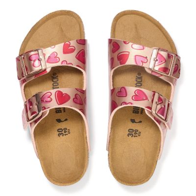 6. Birkenstock ARIZONA KIDS BS 1030434 ELECTRIC METALLIC COPPER HEARTS flip-flops (standard width)
