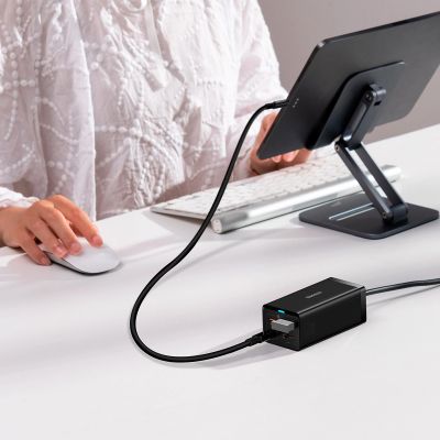 9. Baseus fast charger GaN5 Pro HUB HDMI 2 x USB-C / USB-A / HDMI 4K 30Hz 1.5m black + USB-C cable - USB-C 100W 40Gb/s (USB4) 1m (CCGP110201)