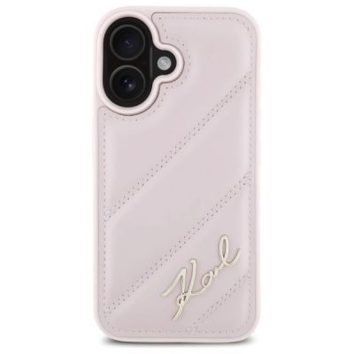 3. Karl Lagerfeld Quilted Signature iPhone 16 Case - Pink