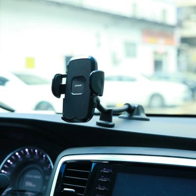 7. Joyroom car phone holder with flexible arm for dashboard or windshield, black (JR-ZS259)