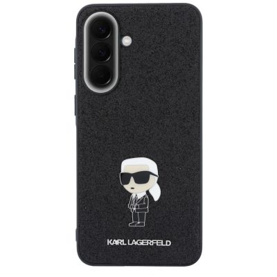 3. Karl Lagerfeld Fixed Glitter Ikonik Logo Metal Pin Case for Samsung Galaxy A57 5G - Black