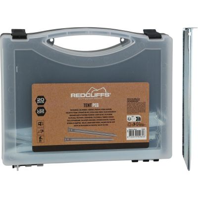 4. TENT PEGS 23CM SET OF 20 METAL IN REDCLIFFS CASE