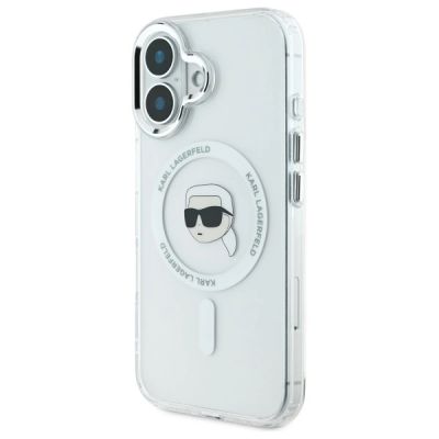 2. Karl Lagerfeld IML Metal Karl Head MagSafe Case for iPhone 16 Plus - White