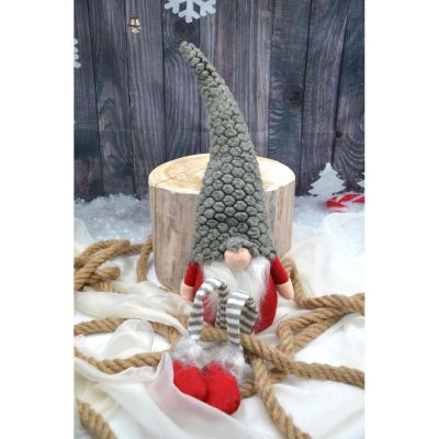 12. DECORATIVE GNOME WITH GRAY FUR HAT 50+25CM