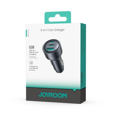 6. Joyroom JR-CCN19 65W 3-in-1 car charger Dark gray
