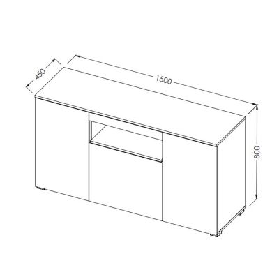 4. VIVA 150 Chest of Drawers white/glossy white+sonoma oak