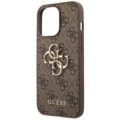 6. Guess 4G Big Metal Logo Case for iPhone 14 Pro - Brown