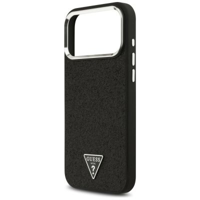 6. Guess Glitter Triangle Logo MagSafe Case for iPhone 17 Pro Max / 18 Pro Max - Black