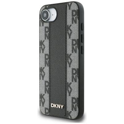 2. DKNY Leather Checkered Mono Pattern MagSafe iPhone 16e Case - Black