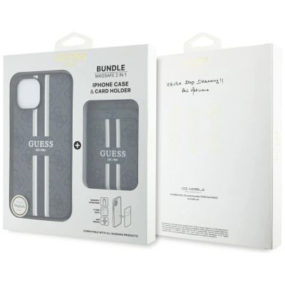 6. Guess 4G Stripes case with Magsafe wallet for iPhone 15 black