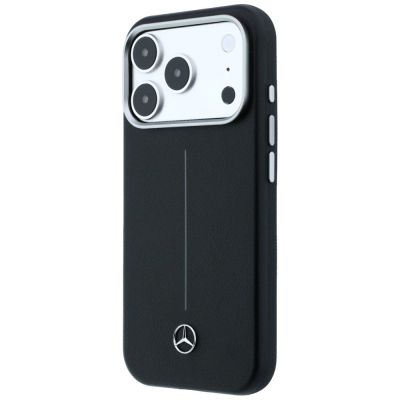 2. Mercedes Leather Semi Wrap Iconic Line MagSafe Case for iPhone 17 Pro - Black