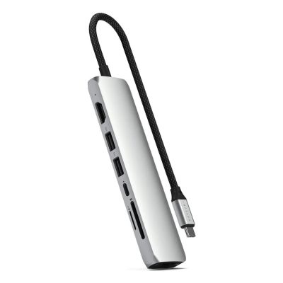 6. Satechi USB-C 7-in-1 Slim Multi Port Ethernet Adapter Silver