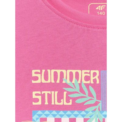 6. Girls' regular printed T-shirt 4F 4FJRSS26TTSHF4418-54S