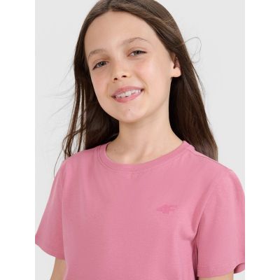 4. Regular plain girls' T-shirt 4F 4FJWSS25TTSHF2177-56S