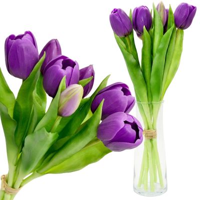 15. BOUQUET OF 7 PURPLE TULIPS 31 CM LIFE-LIKE SPRING DECORATION