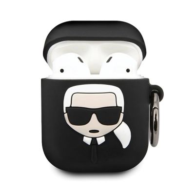 9. Karl Lagerfeld Silicone Ikonik Case for AirPods 1/2 - Black
