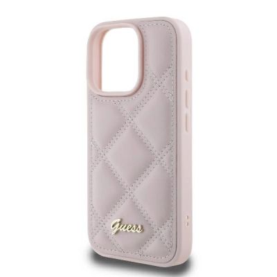 6. Guess Quilted Metal Logo iPhone 16 Pro Case - Pink
