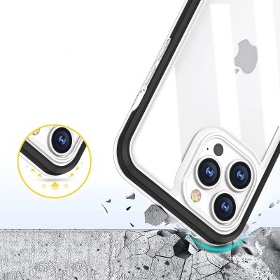 4. Clear 3in1 case for iPhone 14 silicone cover with frame black