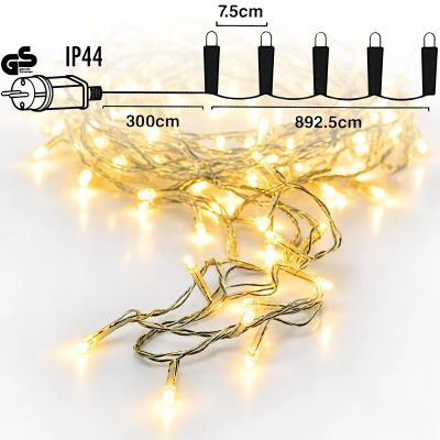 12. CHRISTMAS TREE LIGHTS LIGHT CHAIN 120 LED WARM WHITE TRANSPARENT WIRE