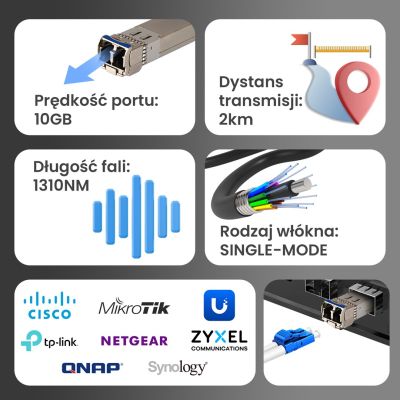 7. Extralink SFP+ 10G 2-pack | SFP+ module | 10Gbps, LC/UPC, 1310nm, 2km, single mode, DOM (EX.35917) network relay module
