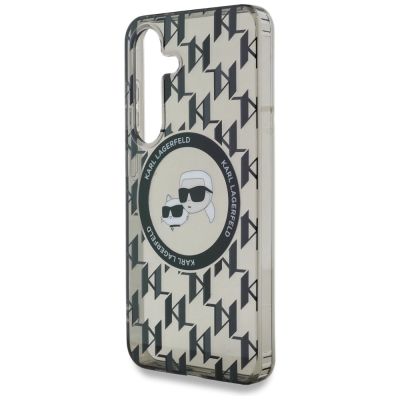 6. Case Karl Lagerfeld Button Karl&Choupette Heads On KL Pattern MagSafe Samsung Galaxy S25 black