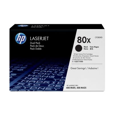 126. HP 80X 2-Pack Original LaserJet XL Black Toner Cartridges