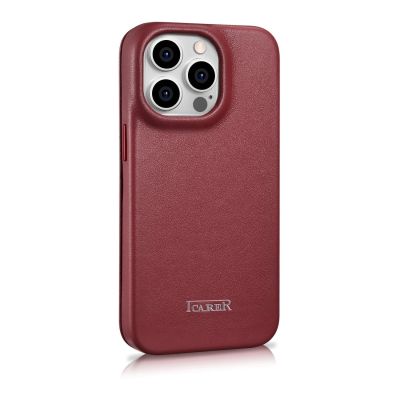 4. iCarer CE Premium Leather Folio Case iPhone 14 Pro Magnetic Flip Leather Folio Case MagSafe Red (WMI14220714-RD)