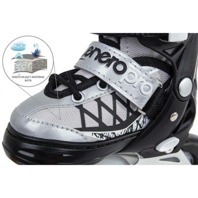 38. ROLLER SKATES-ROLLER SKATES-ICE SKATING 4IN1 ENERO PRO LED 26-29 GRAY