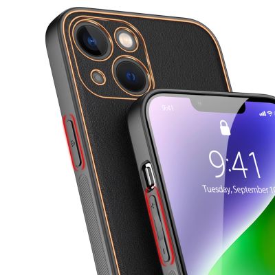 7. Dux Ducis Yolo iPhone 14 Plus case elegant faux leather cover black