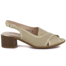 Comfortable gold women's sandals with a block heel M.Daszyński SA262-3