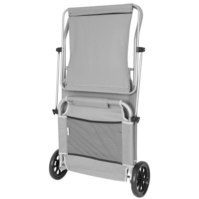 24. FOLDABLE BEACH CHAIR WITH CANOPY ON WHEELS 116x62x62-90CM GRAY