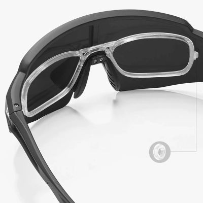 5. Rockbros Polarized Cycling Glasses with UV Protection and Corrective Insert 14120008006 Gray Lenses - Black