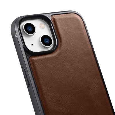 5. iCarer Leather Oil Wax Genuine Leather Case for iPhone 14 Plus (MagSafe Compatible) Brown (WMI14220719-BN)