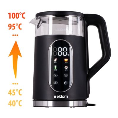12. ELDOM CORDLESS KETTLE WITH TEMPERATURE REGULATION C560 NUVIA 2000W 1.7 L, LED DISPLAY, WATER TEMPERATURE REGULATION