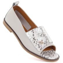 Women's leather open-toe shoes in beige Potocki JE19397