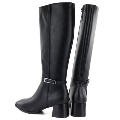5. Black Sergio Leone KZ-31-S women's leather high-heeled boots