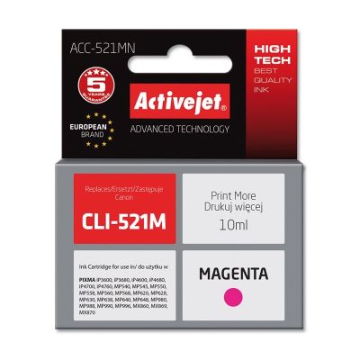 Activejet ACC-521MN Ink (Canon CLI-521M replacement; Supreme; 10 ml; red)