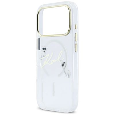 6. Karl Lagerfeld IML Choupettes Karl Script Logo MagSafe Case for iPhone 17 Pro Max - Clear