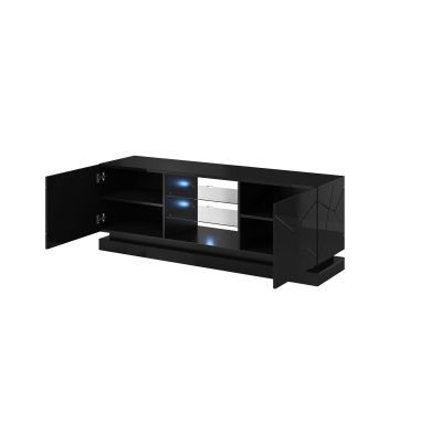 2. TV cabinet QIU 160 MDF gloss black/gloss black