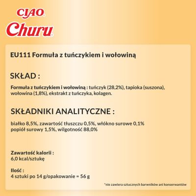 4. INABA Churu Chicken with beef - cat treat - 4x14 g