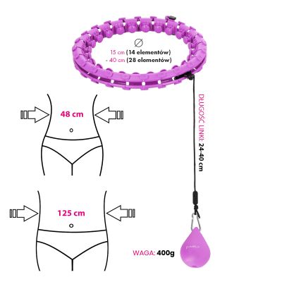 15. HULA HOP SET HHW12 VIOLET WITH NUTS AND HMS WEIGHT + BELT BR163 BLACK PLUS SIZE