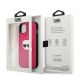 8. Karl Lagerfeld Leather Ikonik Karl's Head Metal Case for iPhone 13 mini - Pink