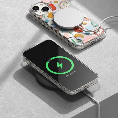 8. Ringke Fusion Design Armored Sleeve Cover with Gel Frame for iPhone 14 Plus transparent (Floral) (FD637E31)